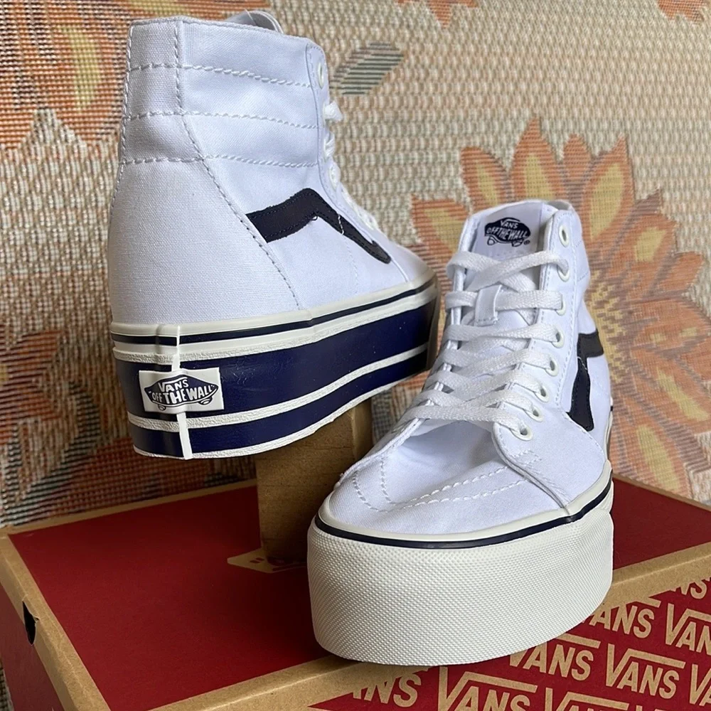 Vans WMNS Sk8-Hi Tapered Sport Stripes Navy/True White VN0A5JMKNWD Platforms